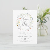 Wilde veelkleurige bloemenbruiloft save the date (Staand voorkant)