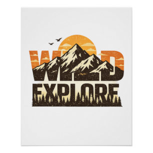 Wilde Verkenner Vintage Berg Avontuur Buitenlucht Perfect Poster