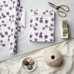 Wilde Violets Waterverf Handgeschilderd monogramme Cadeaupapier