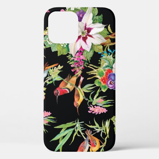 Wilde vogelbloemen: zwart Case-Mate iPhone case (Achterkant)
