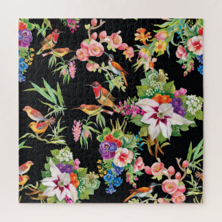 Wilde vogelbloemen: zwart legpuzzel