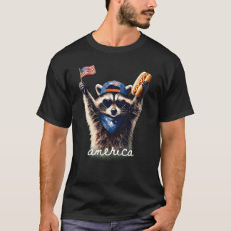 Wilde Vrije Amerikaanse Wasbeer Grappig 4 Juli T-shirt