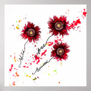 Wilde vrije, gespierde papaver wilde bloemen poster