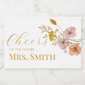 Wilde Vrijgezellenfeest, Boho Flowers Sparkling Wijnetiket (Enkel label)