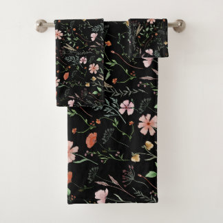 Wilde waterverf boho bloempatroon bad handdoek