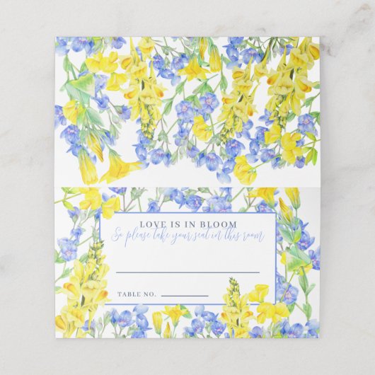 Wilde waterverf met blauwe  botanische bruiloft (Buitenkant ongevouwen)