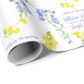 Wilde waterverf met blauwe botanische bruiloft cadeaupapier (Rol Hoek)