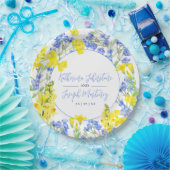 Wilde waterverf met blauwe  botanische bruiloft papieren bordje (Feest)