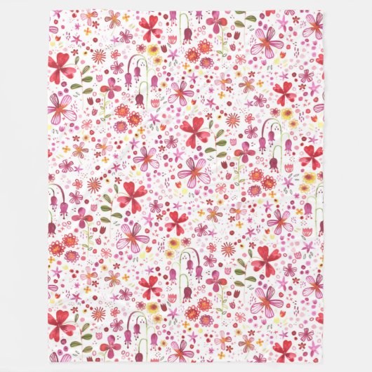 Wilde Waterverf van de Bloem Fleece Deken (Voorkant)