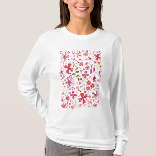 Wilde Waterverf van de Bloem T-shirt (Voorkant)