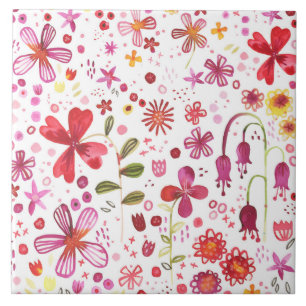 Wilde Waterverf van de Bloem Tegeltje