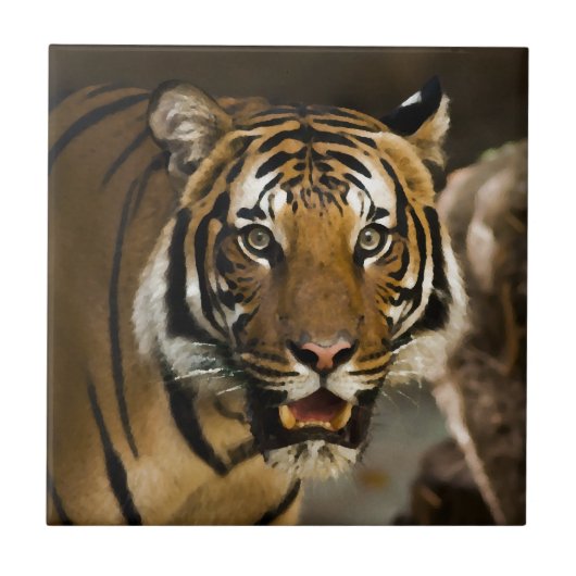 Wilde Waterverf van de tijger van Siberië - Schild Tegeltje (Voorkant)