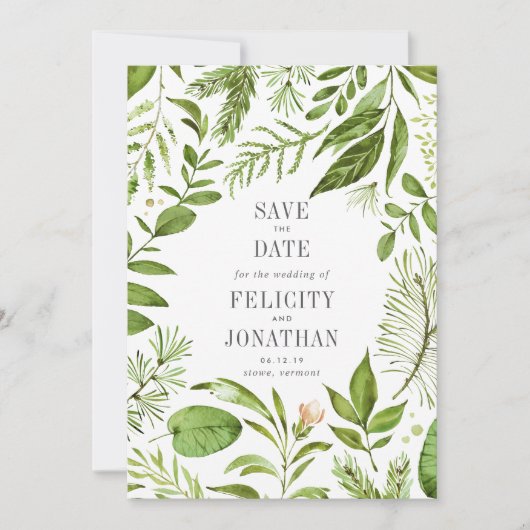 wilde weide | Botanische bruiloft Save the Date Ka (Voorkant)