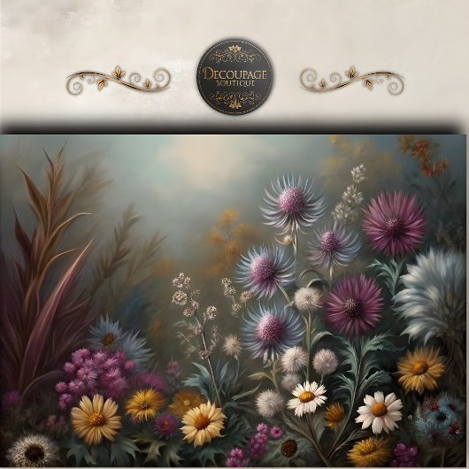 Wilde Weide Distel Bloemendecoupage Tissuepapier