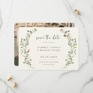 Wilde Weide Krans Bloemen Foto Save The Date