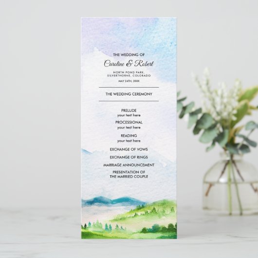 Wilde weide | Spring Mountains Trouwprogramma's Programma (Staand voorkant)