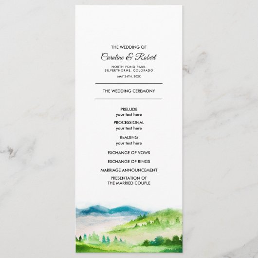 Wilde weide | Spring Mountains Trouwprogramma's Programma (Voorkant)