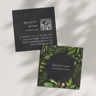 Wilde weide Zwart Botanisch Lijst QR Code Vierkante Visitekaartje