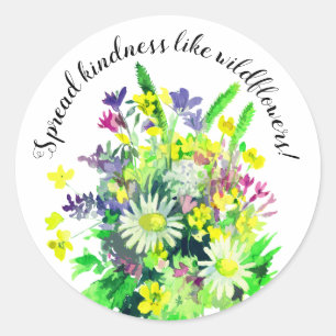 Wilde weidebloemen verspreiden vriendelijkheid ronde sticker