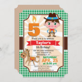 Wilde West Sheriff Jongen; Groene Verjaardagsfeest Kaart (Voorkant / Achterkant)