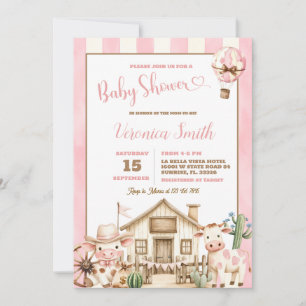 Wilde Westen Lieve Cowboy Roze Meisje Baby Shower Kaart