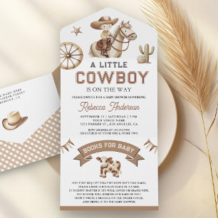 Wilde Westen Rodeo Westerse Kleine Cowboy Baby Sho All In One Uitnodiging
