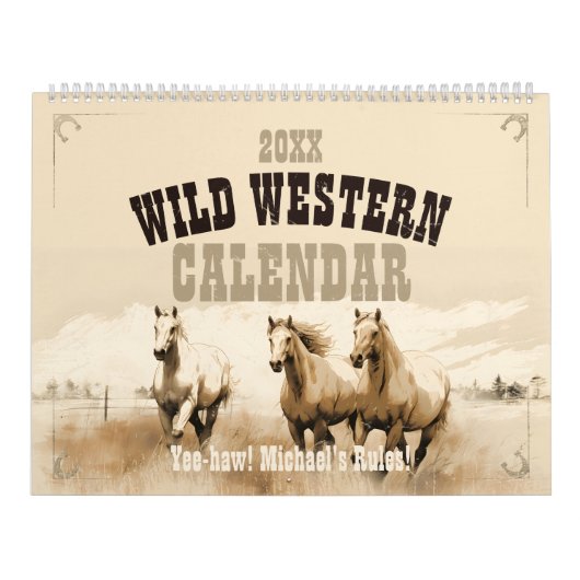 Wilde Western! Horses. Bewerkbare mannen Kalender (Hoes)
