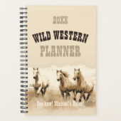 Wilde Western! Horses. Bewerkbare mannen Planner (Voorkant)
