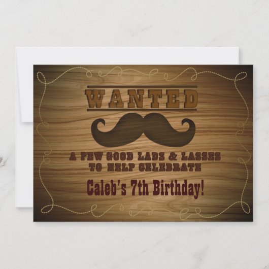Wilde Westerne Cowboy Mustache Uitnodiging (Voorkant)