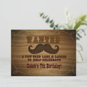 Wilde Westerne Cowboy Mustache Uitnodiging (Staand voorkant)
