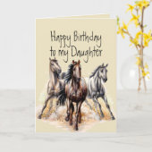 Wilde Westerne paarden Birthday Daughter Animal Kaart (Gele Bloem)