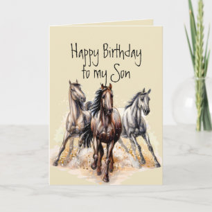 Wilde Westerne paarden Birthday Son Animal Card Kaart