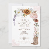 Wilde Westerne Verjaardag Waterverf Floral Cowgirl Kaart (Voorkant)