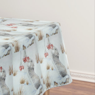 Wilde wilde dieren met rode bessen tafelkleed