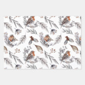 Wilde wintervogels Fox lekt botanisch Inpakpapier Vel (Voorkant)