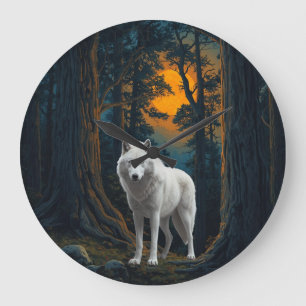 Wilde Witte Wolf Onder Maneschijn Bosdier Grote Klok