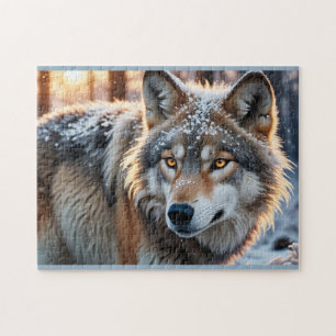 Wilde wolf in de winter legpuzzel