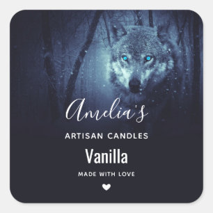 Wilde Wolf met Amazing Blue Eyes Kandle Business Vierkante Sticker