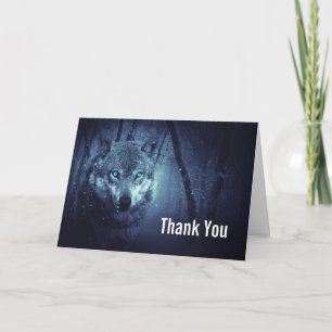 Wilde Wolf met Mooie Blauwe Ogen Dank Je Kaart