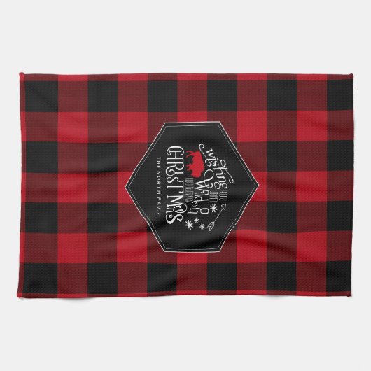 Wilde Wonderful Kerstrode Buffalo Pset ID604 Theedoek (Horizontaal)