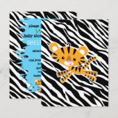 wilde zebra blauwe babydoucheuitnodigingen! kaart (Voorkant / Achterkant)