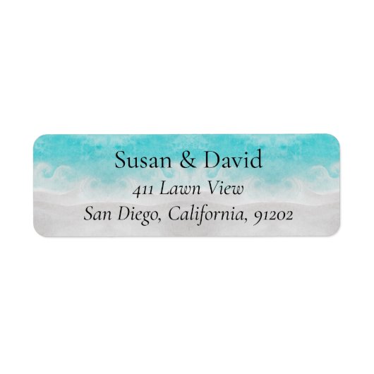 Wilde Zee Waterverf Voorzijde oceaanadreslabel Etiket (Voorkant)