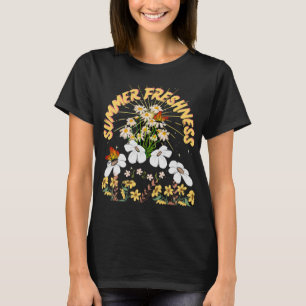 Wilde Zomer Wit Gele Daisy Retro Bloemen Boho T-shirt