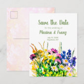 Wilde zomerbloemen, behalve de datum aankondigingskaart (Voorkant / Achterkant)