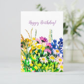 Wilde zomerbloemen Happy Birthday kaart (Staand voorkant)