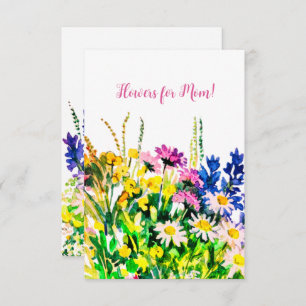 Wilde zomerbloemen Happy Birthday kaart
