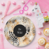 Wilde Zwarte Crème Luipaard Dier Papieren Bordje (Feest)