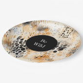 Wilde Zwarte Crème Luipaard Dier Papieren Bordje (Gekanteld)