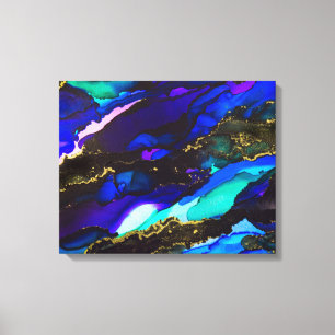 Wilde zwarte en Paarse alcoholinkt Canvas Afdruk