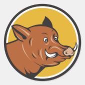 Wilde Zwijn Kop Ronde Sticker (Voorkant)